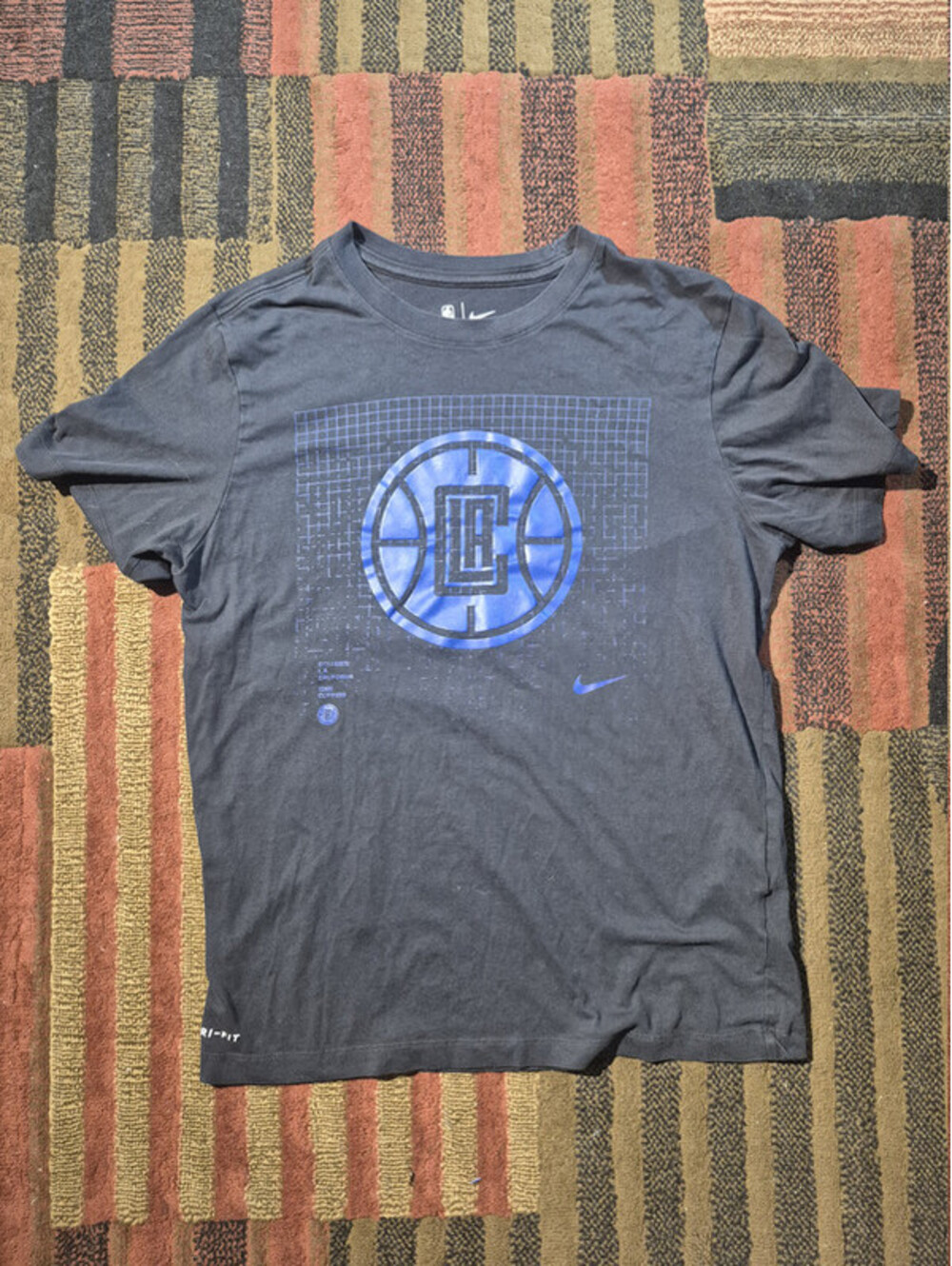 Nike LA Clippers Dri-FIT T-Shirt Men's Medium Gray Blue Grid
